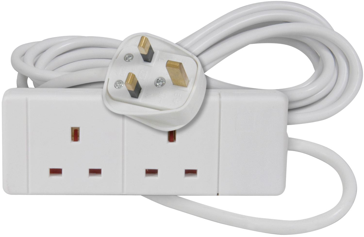 Mercury 2 Gang 2m Mains Powered Extension Leads - White