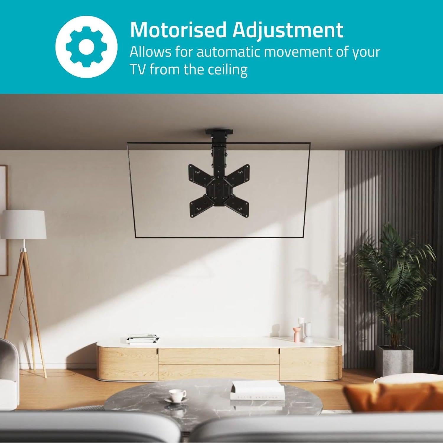 Nedis Smart Motorised TV Ceiling Mount Bracket for 23-65" Screen Max 30kg Adjustable Tilt and Swivel with Remote Control