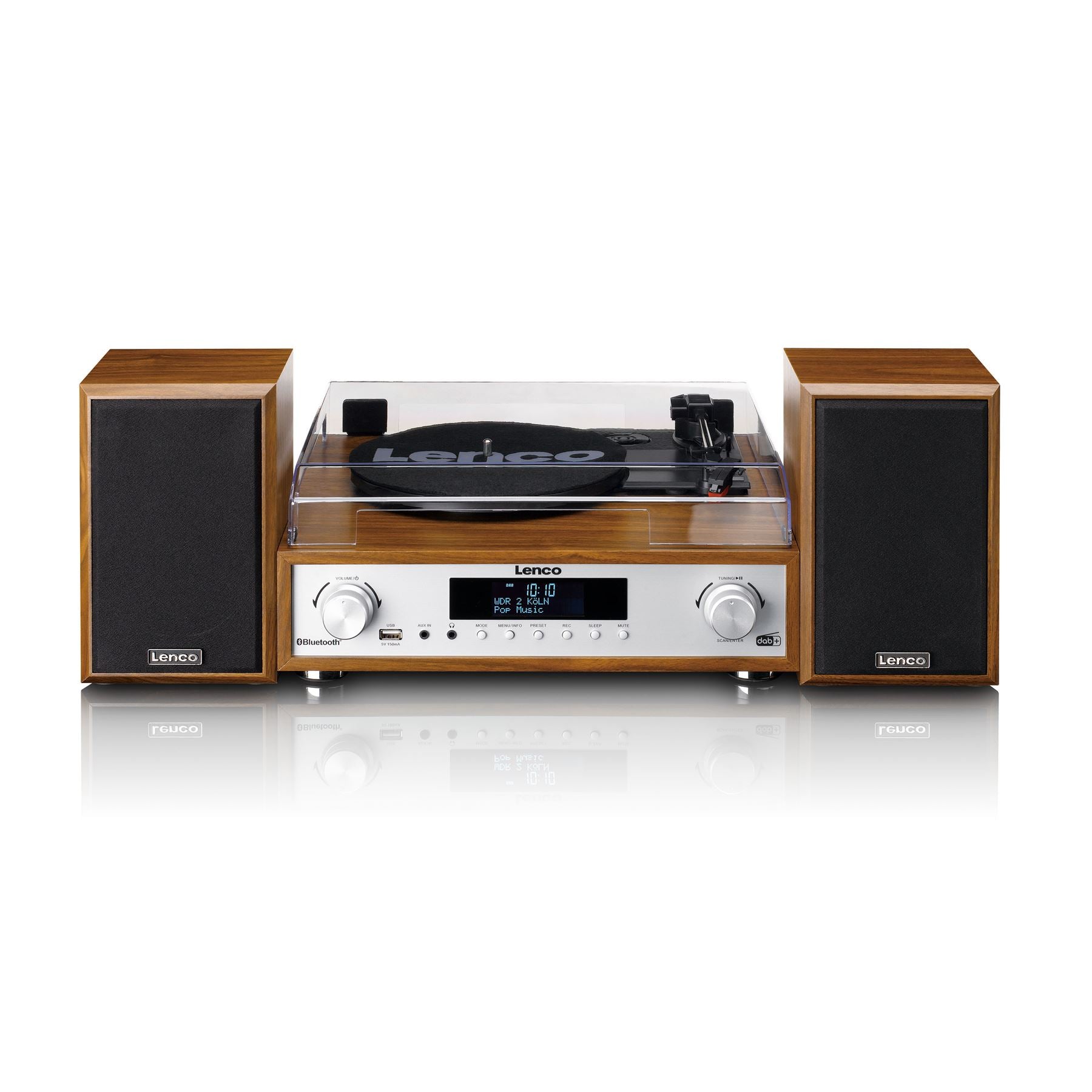 Lenco Complete HiFi Stereo System with Record Player | DAB+/FM Radio | Bluetooth® Speakers | Wood