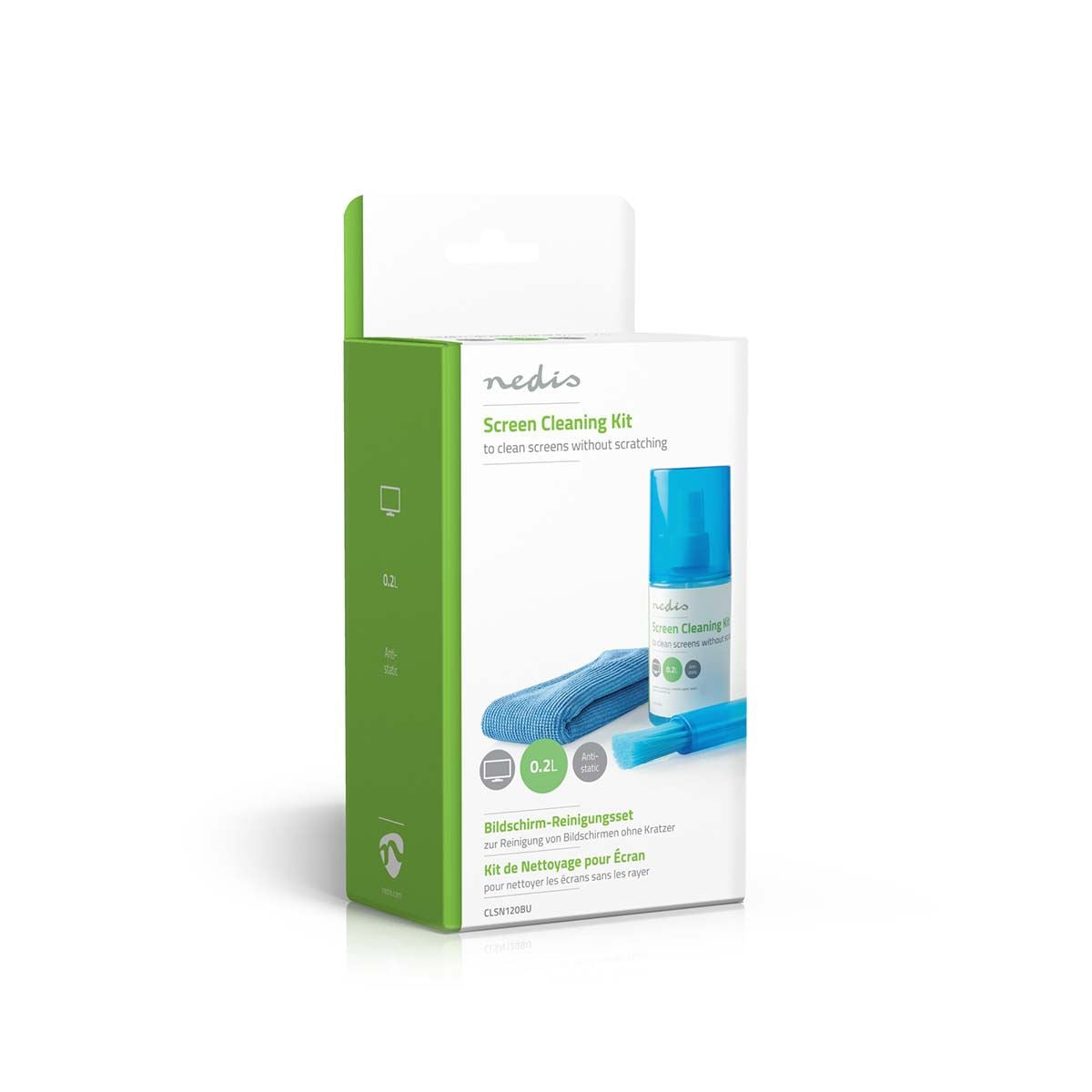 Nedis Screen Cleaner Kit for TV, PC, Smartphone & Tablet, 200 ml Spray, Brush & Pearl Cloth