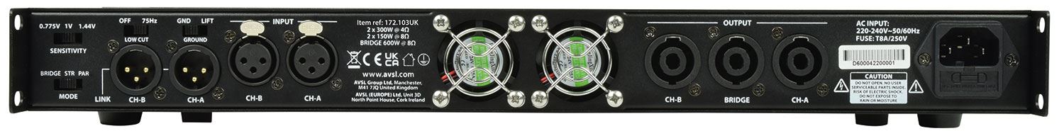 Citronic D-Series Class-D Power Amplifiers - D300 2 x 150Wrms