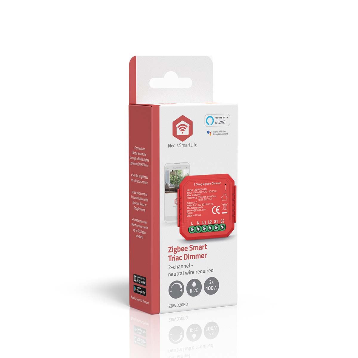 Nedis SmartLife Built-in Module | Double Triac Dimmer | 2 x 100 W | Terminal Connection | App available for: Android™ / IOS