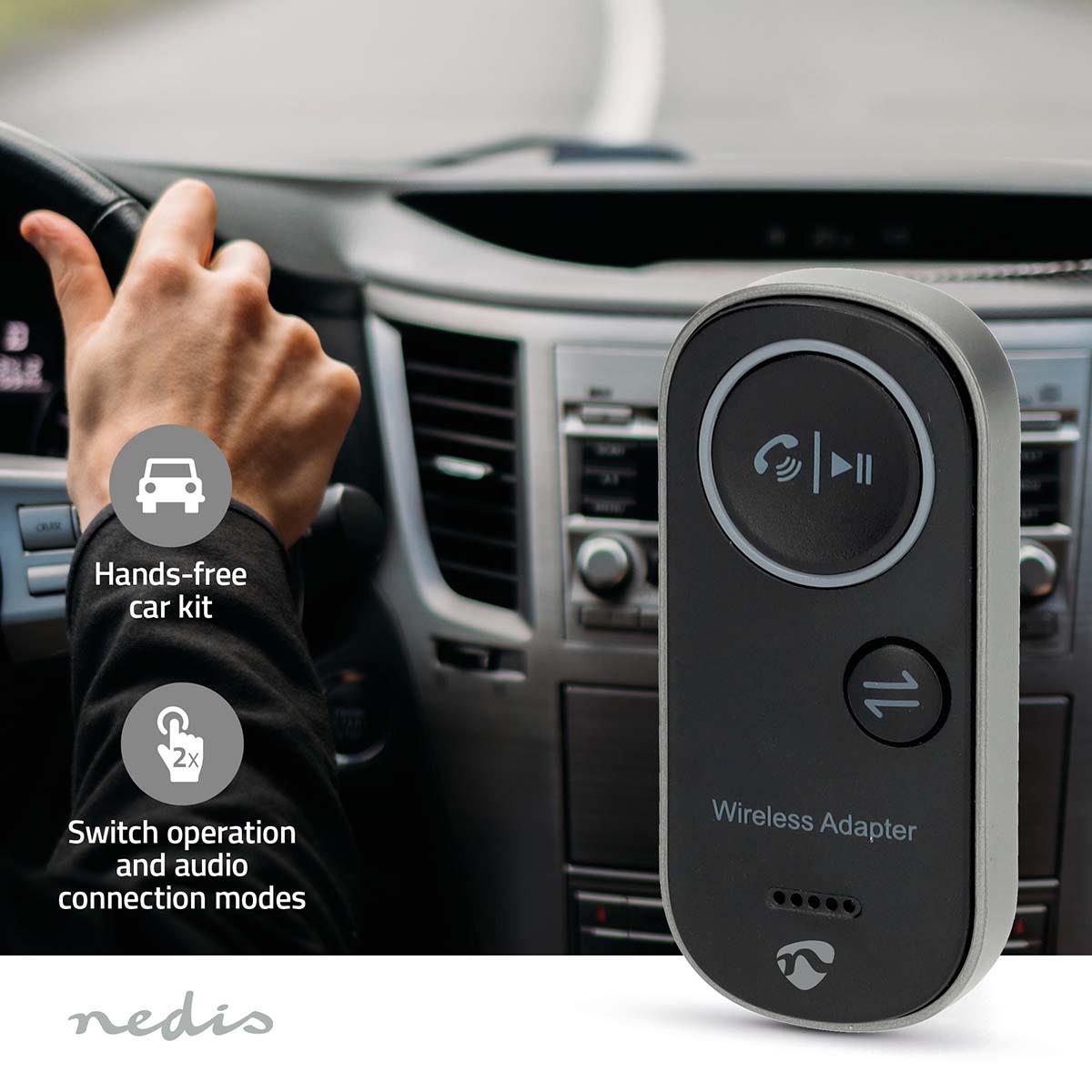 Nedis Bluetooth® Transmitter Receiver | Audio / video / data connections input: USB-C™ Female | Audio / video / data connections output: 1x 3.5 mm | SBC | Up to 1 Device | Maximum battery play time: 8.5 hrs | Black