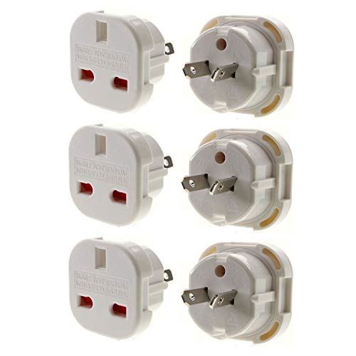Ex-Pro, x3 Travel Adapter Converts UK Plugs Plug to 2 pin (Flat) Converts - USA/Canada/Australian to UK 3 Pin / EU 2 Pin Socket [WHITE]