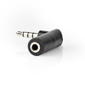 Nedis Stereo Audio Adapter | 3.5 mm Male | 3.5 mm Female | Nickel Plated | Angled 90° | Metal | Black | 10 pcs | Polybag