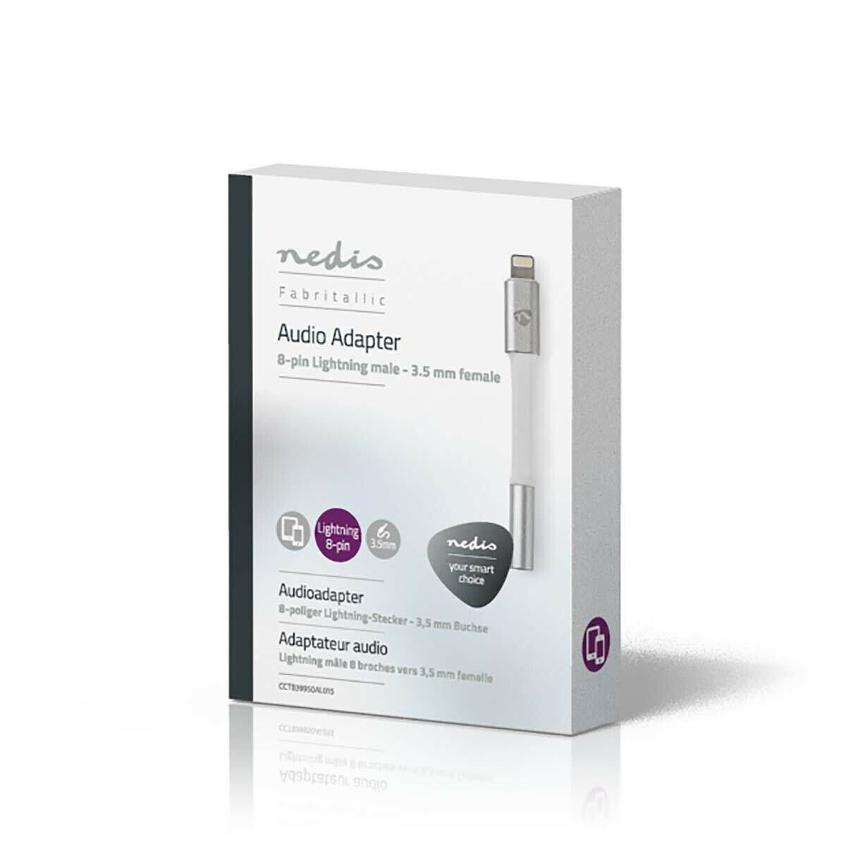 Nedis Lightning Adapter | Apple Lightning 8-Pin | 3.5 mm Female | Gold Plated | 0.15 m | Round | Aluminium | Cover Window Box