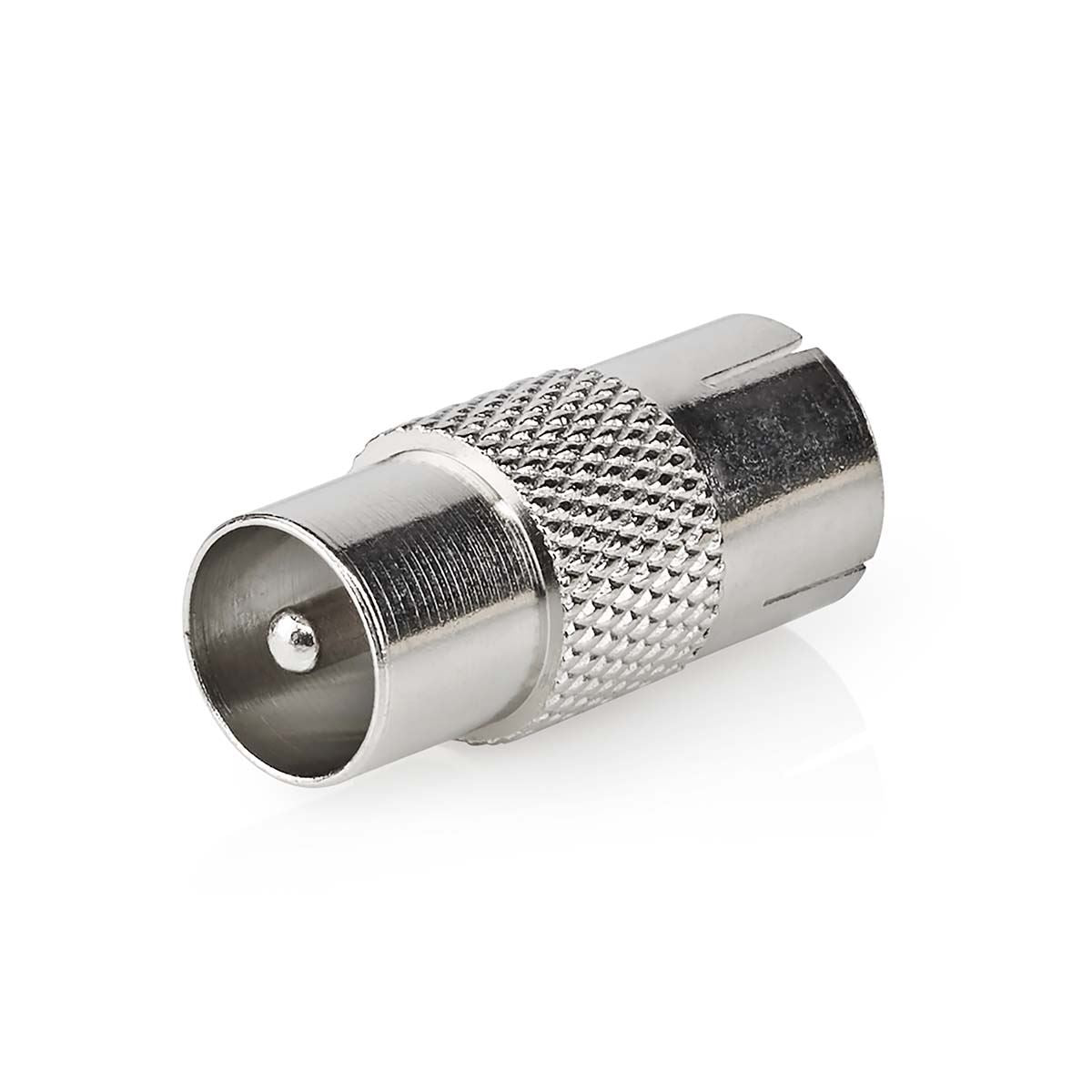 Nedis Satellite & Antenna Adapter | IEC (Coax) Male | IEC (Coax) Female | Nickel Plated | 75 Ohm | Straight | Metal | Silver | 1 pcs | Envelope