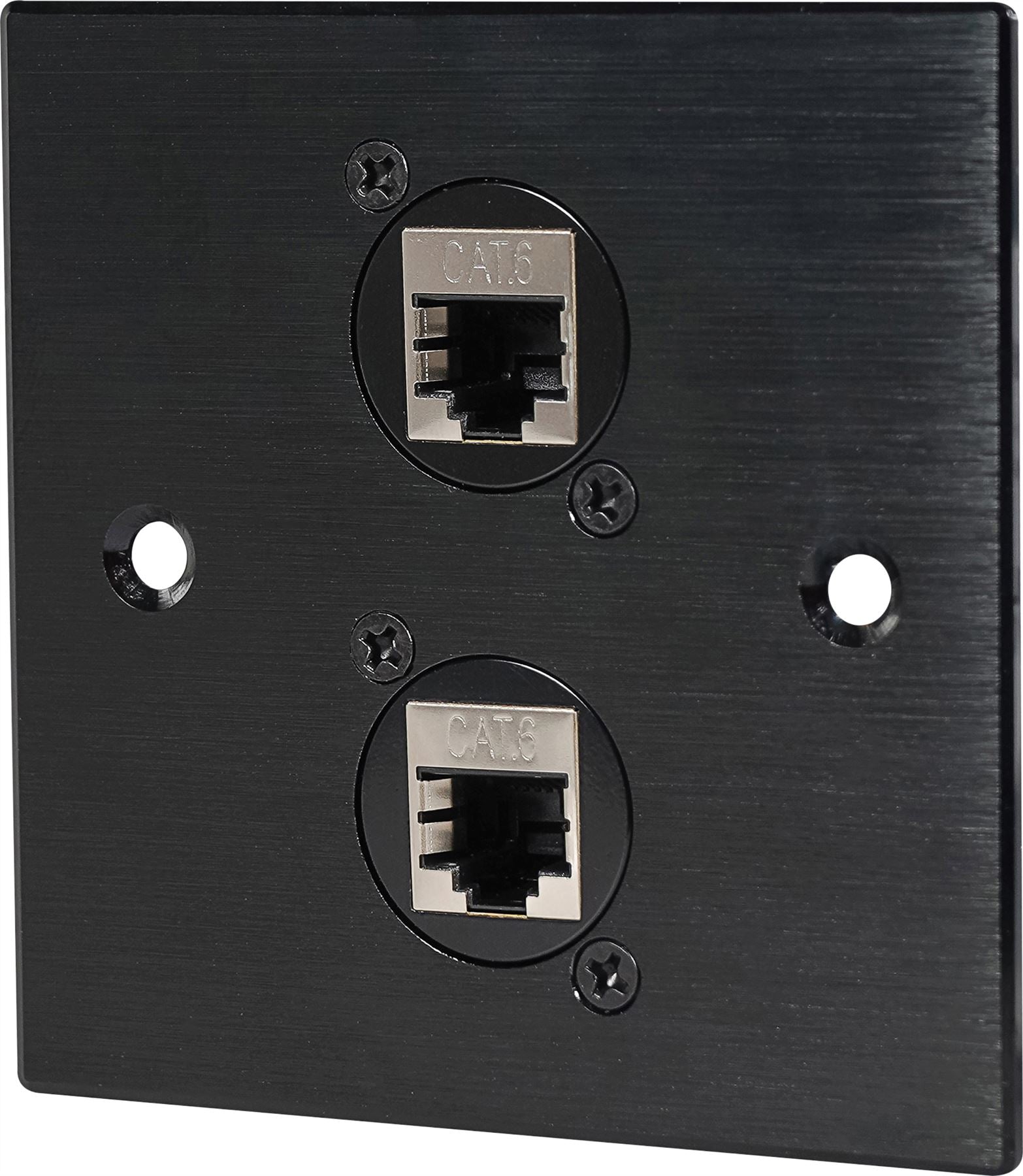 Black Wall Face Plate Electrical AV Slim Series 2 x Cat 6 Socket Wall Plate Metal