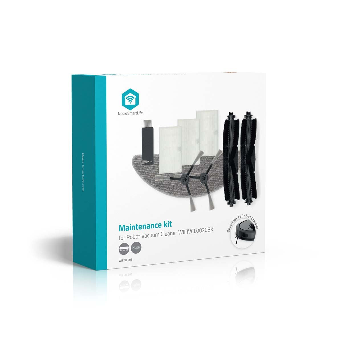 Nedis Vacuum Cleaner Spare Part Maintenance Kit, Replacement Filters Brushes Mop Compatible with WiFiVCL002CBK - 9-Piece Set for Optimal Performance and Extended Lifetime