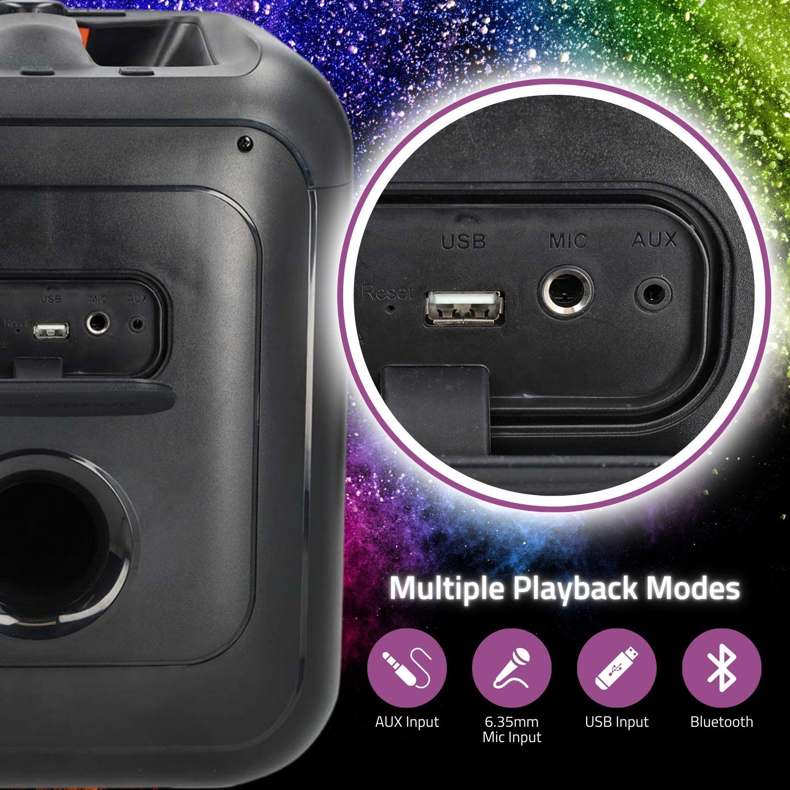 Nedis Portable Bluetooth Cube Party Speaker, 150W Peak Power, with Mega Bass, LED Lights, 5hr Playtime, TWS, AUX/USB / 6.35mm Mic Input