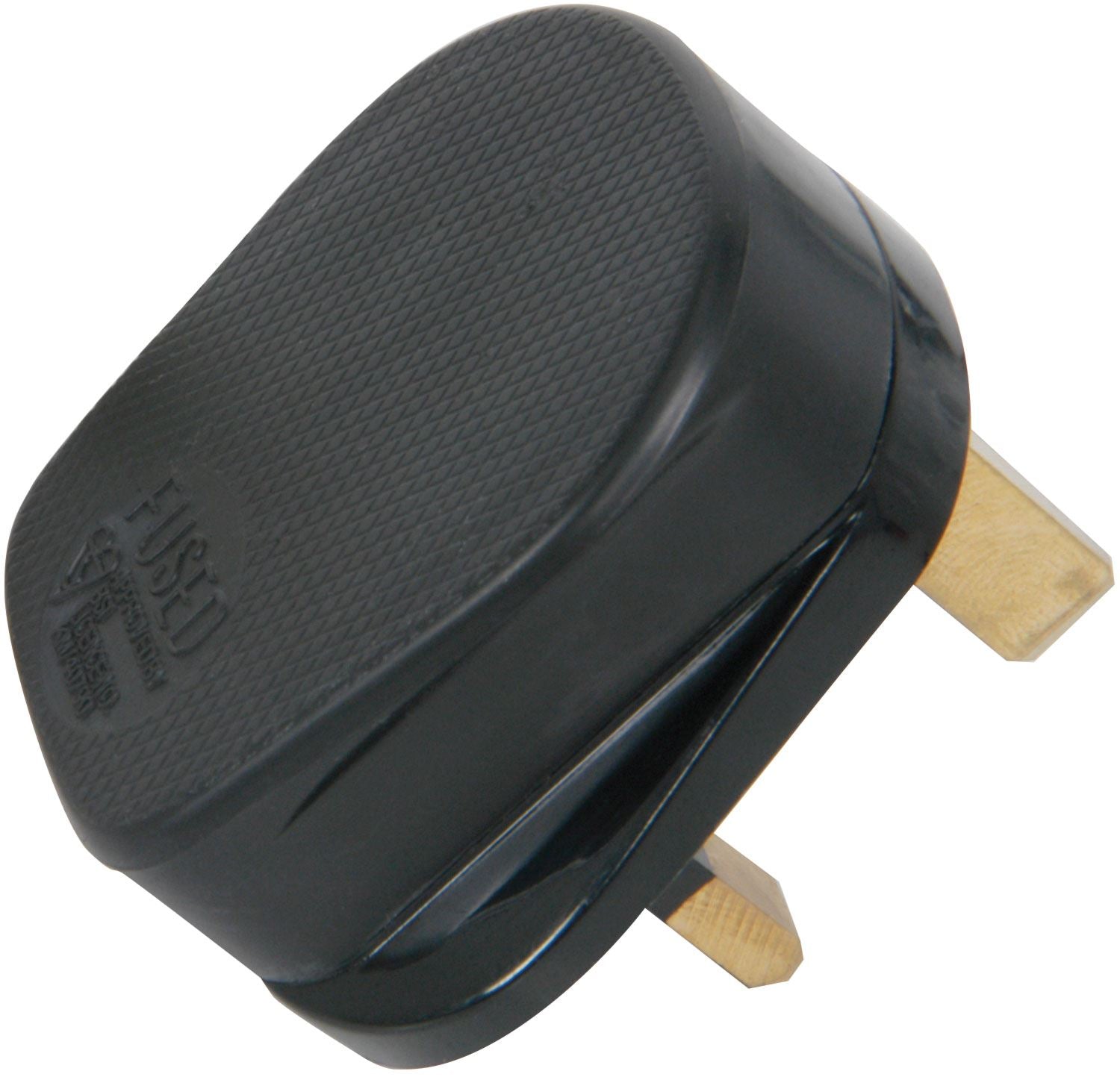 Mercury Rubber UK mains plug, 13A fuse, black