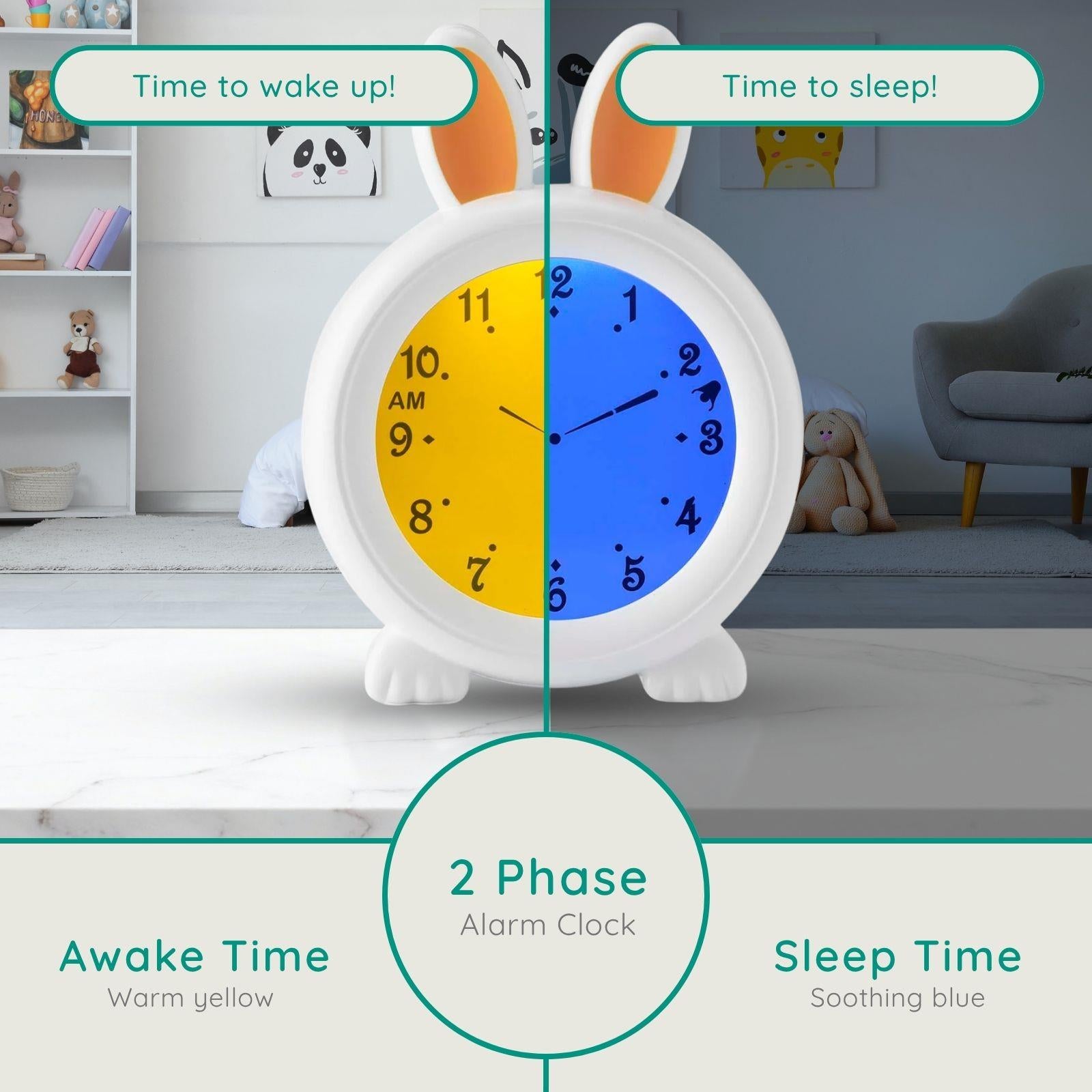 Alecto Childrens Sleep Trainer & Night Lamp Light / Alarm Clock Rory the Rabbit - White