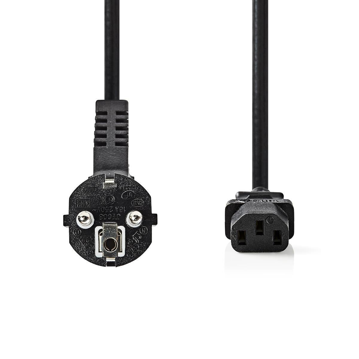 Power Cable | Schuko Male Angled - IEC-320-C13 | 1.2 m | Black