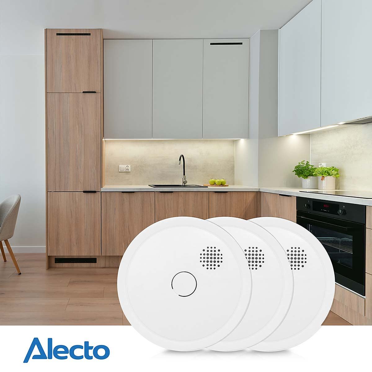 Alecto SA61 Wireless Interconnectable Smoke detector | >85 dB | 10 Year Battery Included | EN14604:2005/AC:2008 | White | 3 Pack