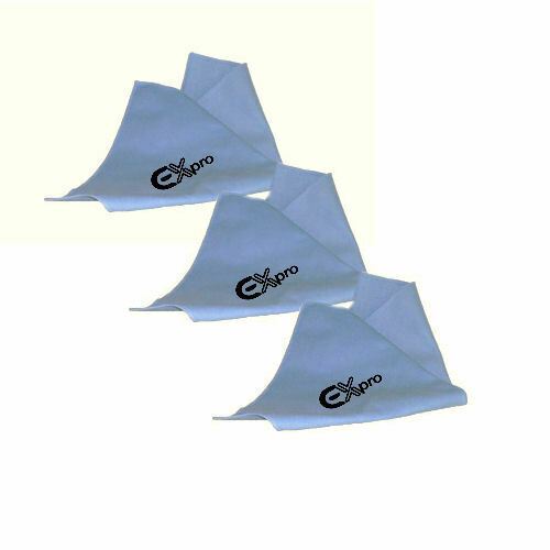 Ex-Pro Super-soft microfiber lens cloth for Cameras, Screens, Glasses & Lens Blue - Pack of 3