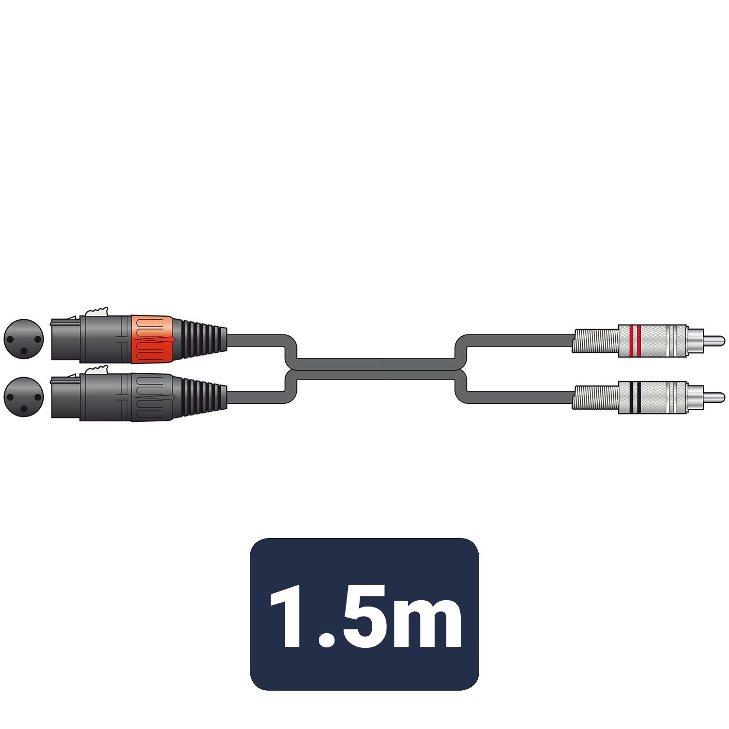 Cintronic 1.5m Classic Audio Leads 2 x XLR Female - 2 x RCA Plugs