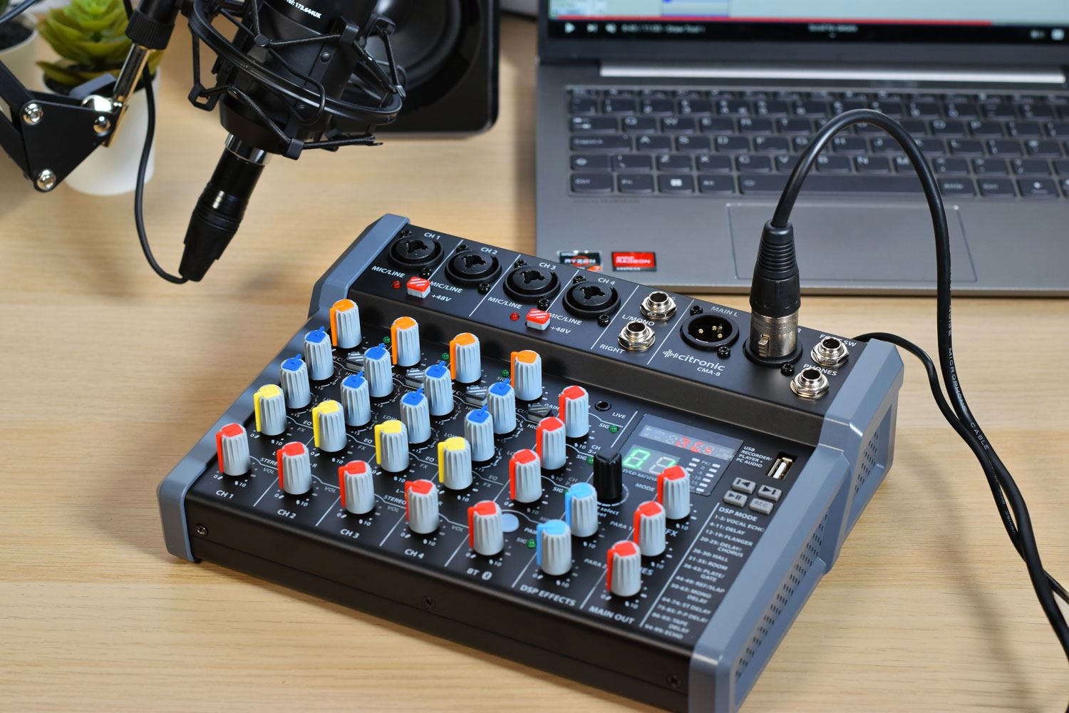 Citronic CMA-8 Compact Mixer with DSP FX and Bluetooth / USB Play & Record