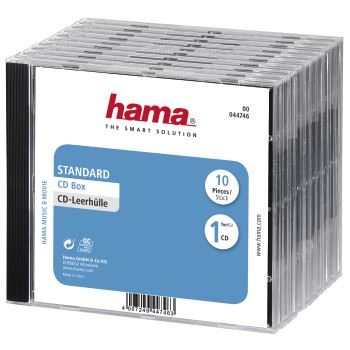 Hama 10 CD/DVD Standard Single Jewel Case - Transparent / Black