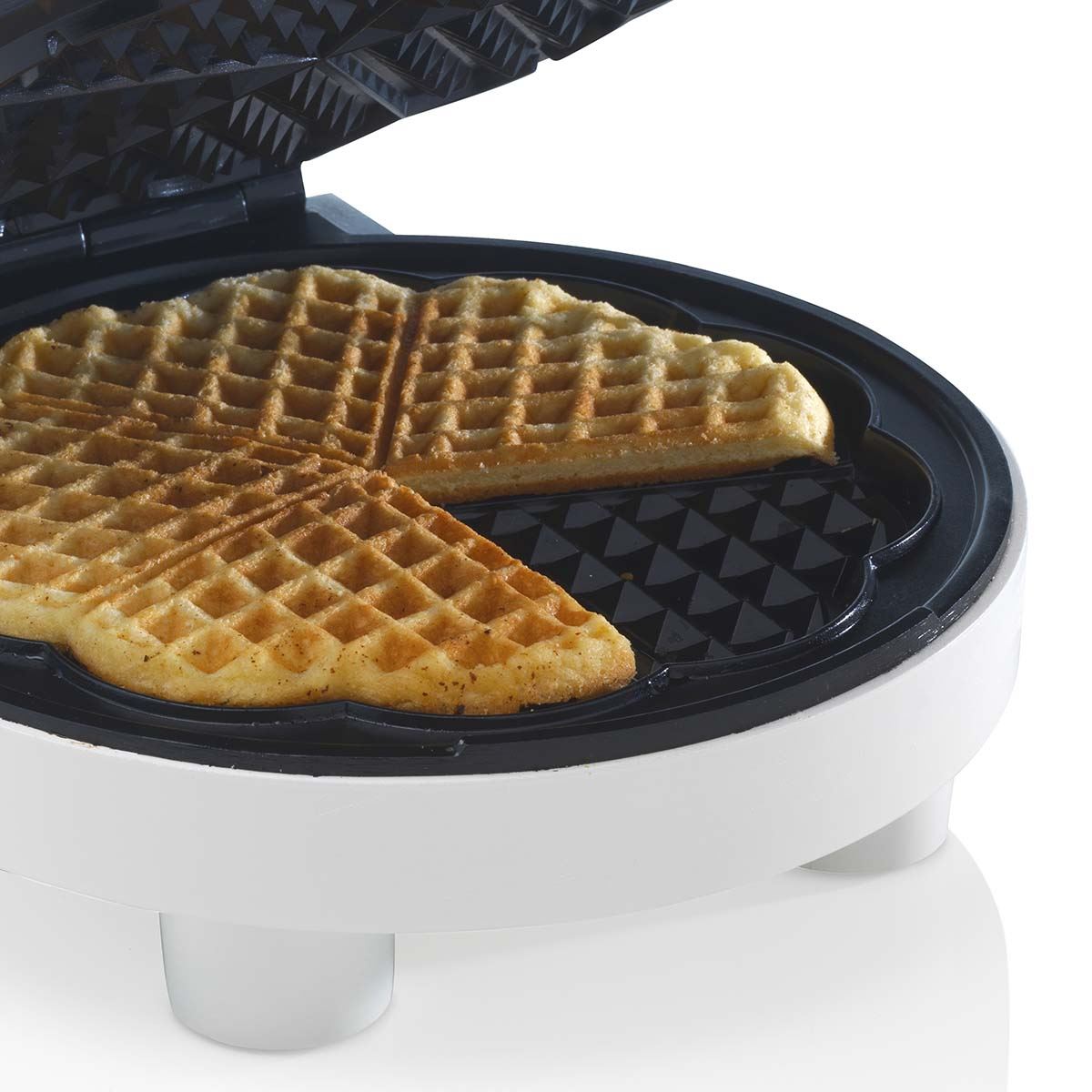 Trebs Waffle Maker Iron, Single Heart Shape Waffle Machine with Non Stick Plates & Adjustable Temperature Control, 1000W - White