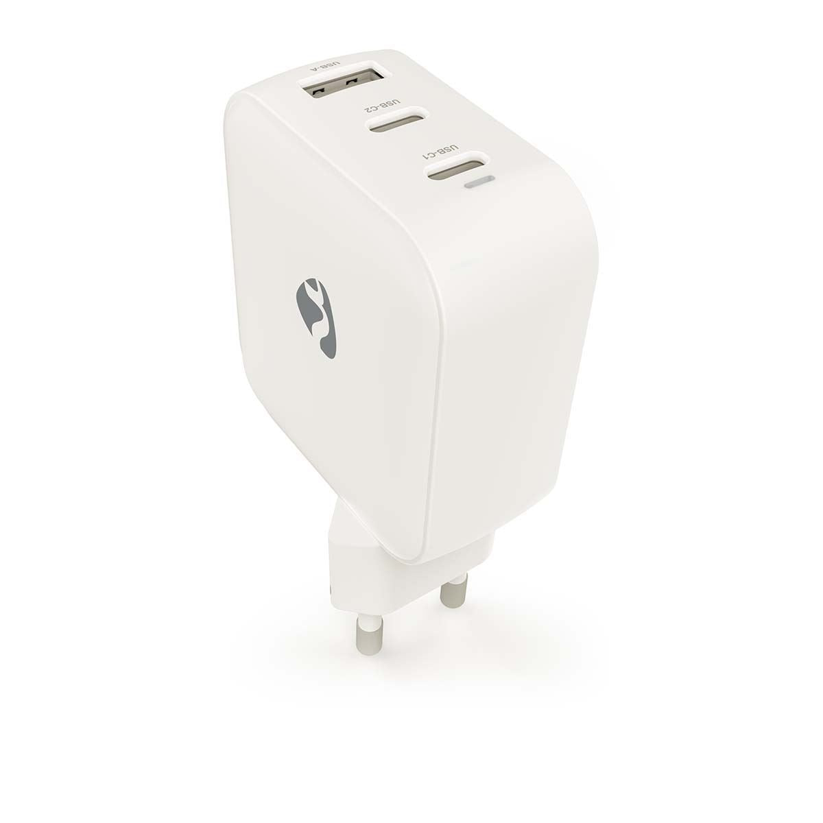 Nedis EU Euro Travel Wall Charger | 100 W | GaN | PD3.0 | Quick charge feature | 2.5 / 3.0 / 5.0 A | Number of outputs: 3 | USB-A / 2x USB-C™ | Automatic Voltage Selection | White