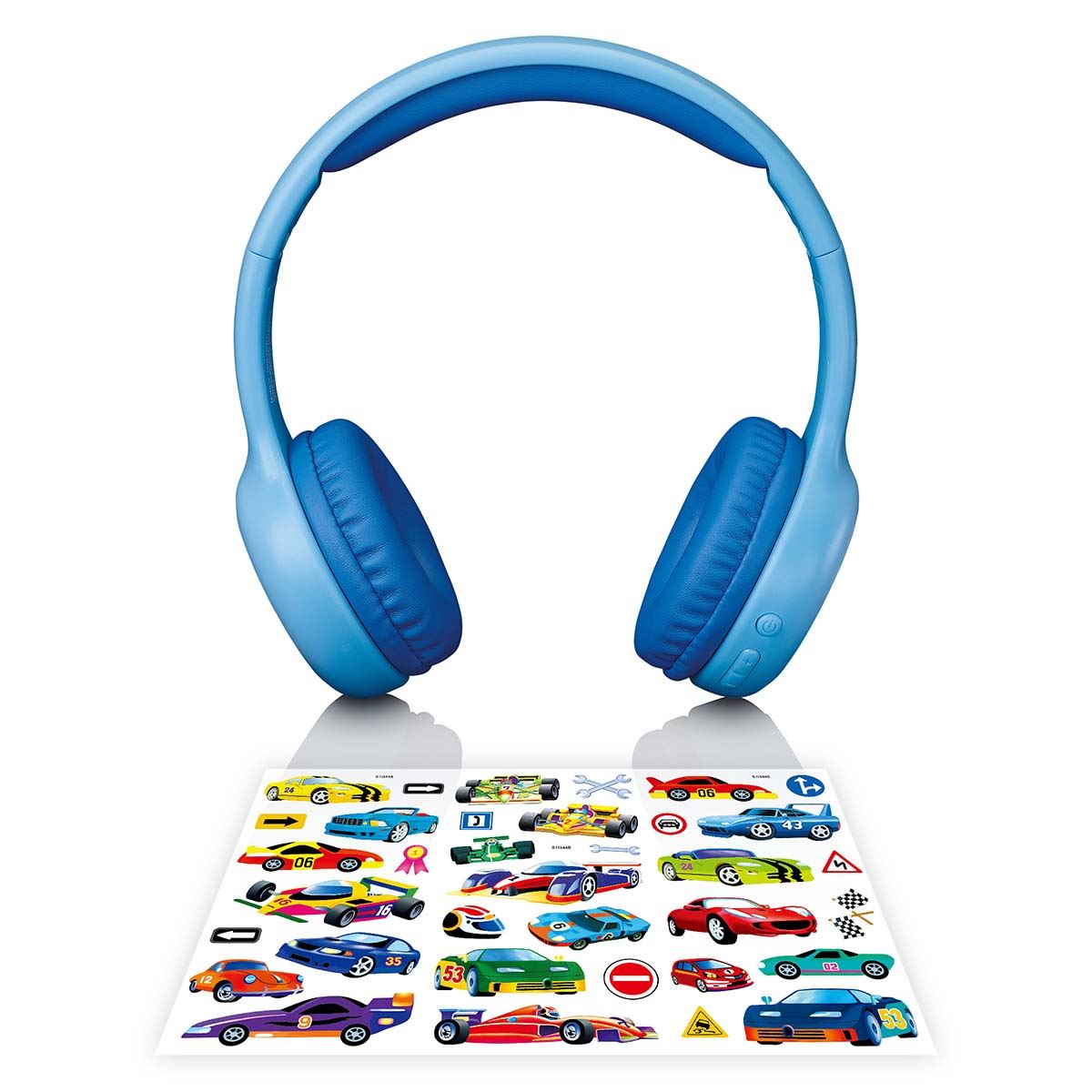Lenco Kids Bluetooth® Headphone Limited 85dB with stickers - Blue
