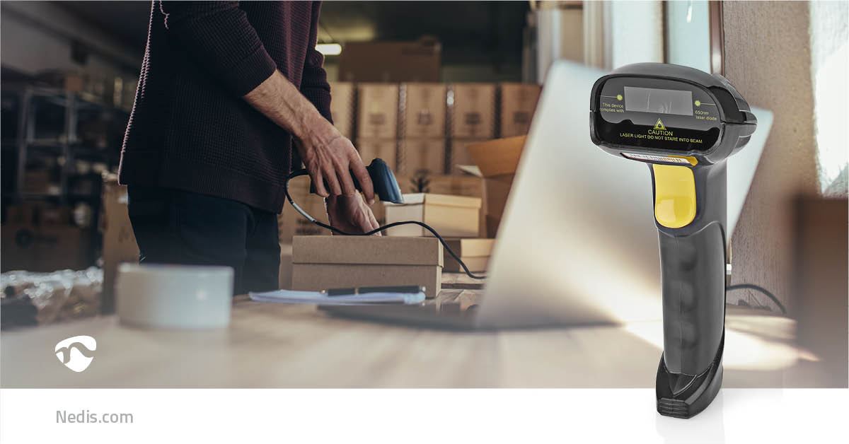 Nedis Barcode Scanner | Laser | Wired | 1D Linear | USB Powered | USB 2.0