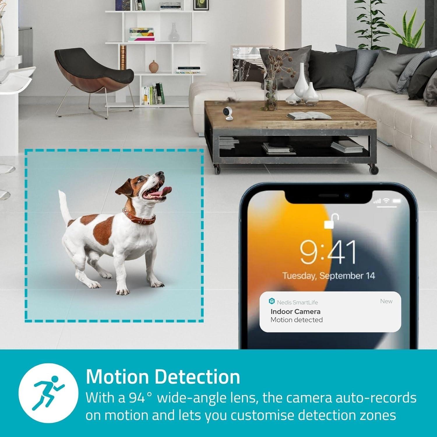 Nedis SmartLife Indoor Camera | 3MP Full HD 1296p | Cloud Storage (optional) / microSD (not included) / Onvif | With motion sensor | Night vision | White