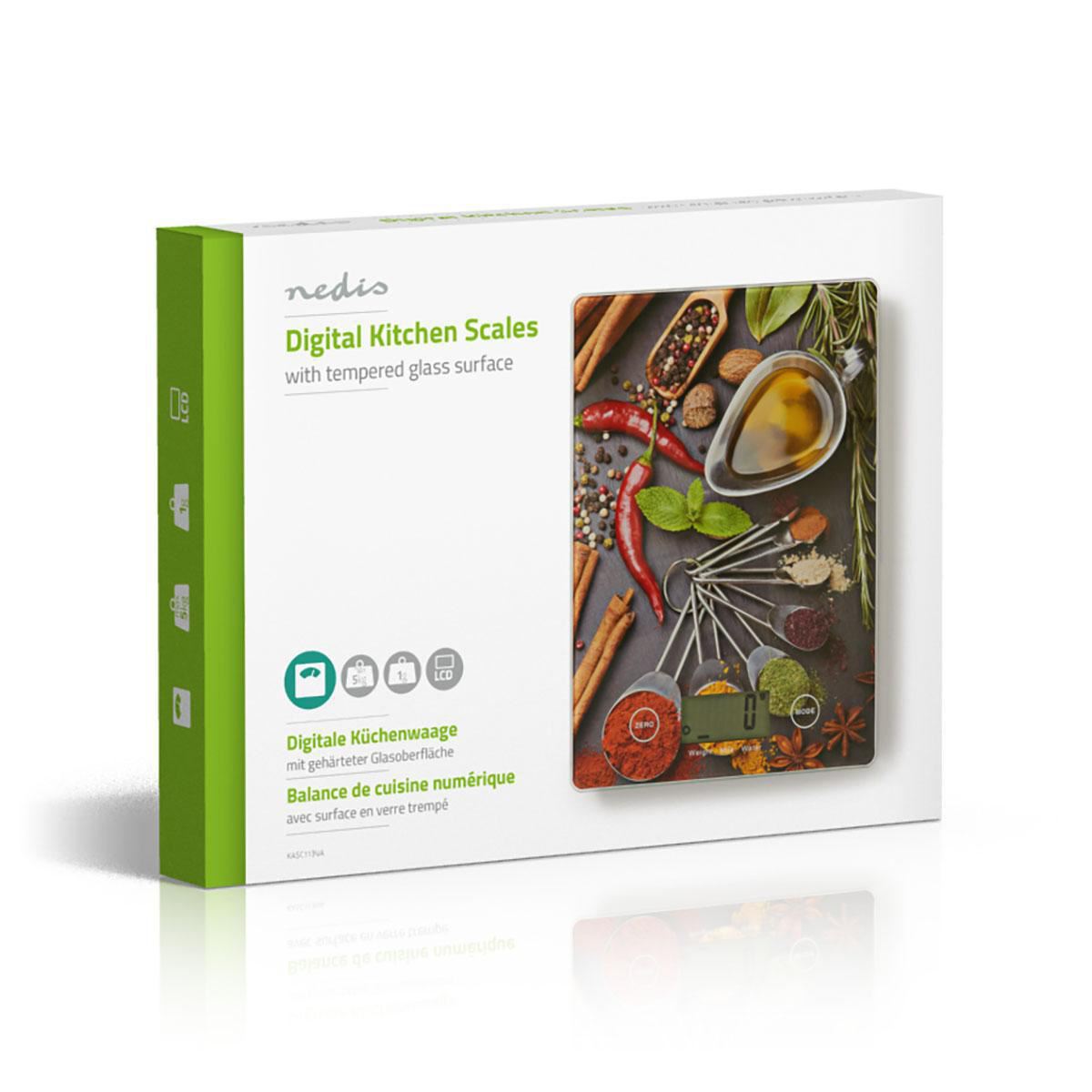 Nedis Digital Kitchen Scales | LCD | Glass | Design Print