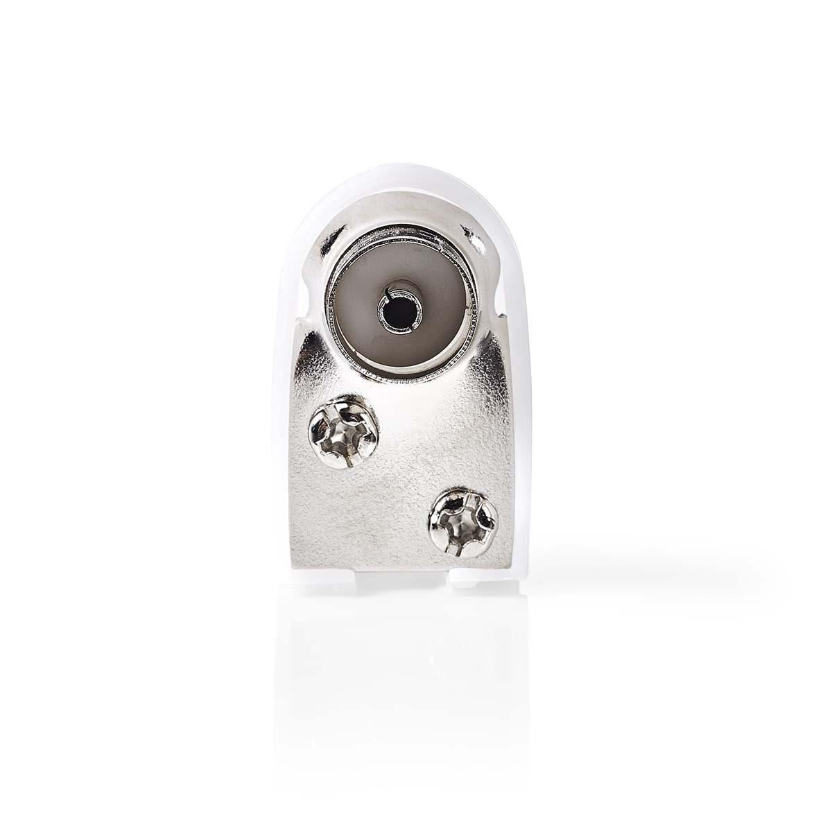 Nedis IEC (Coax) Connector | Angled | Female | Nickel Plated | 75 Ohm | Screw | Cable input diameter: 7.0 mm | Metal / PVC | White | 2 pcs | Polybag
