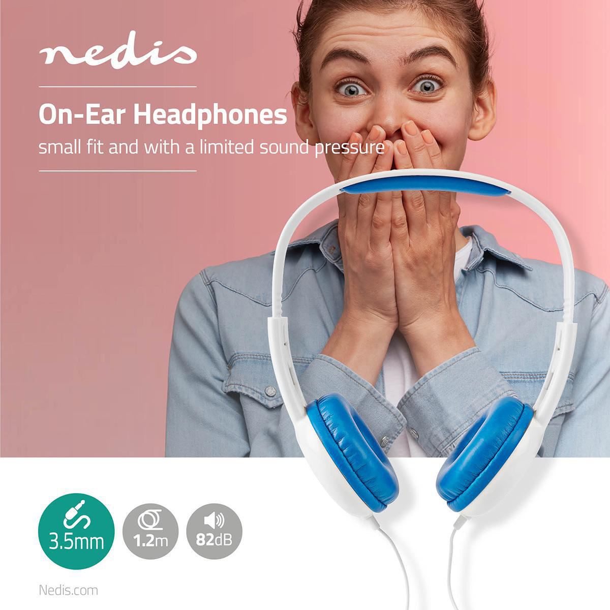 Nedis On-Ear 3.5mm Wired Headphones | Cable length: 1.20 m | 82 dB | Blue