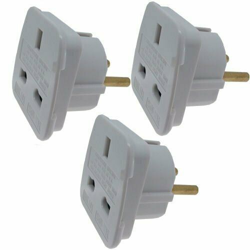 Ex-Pro, x3 Travel Adapter Converts UK Plugs Plug to 2 pin (Round) Converts UK To EU, Europe 2 Pin [WHITE]