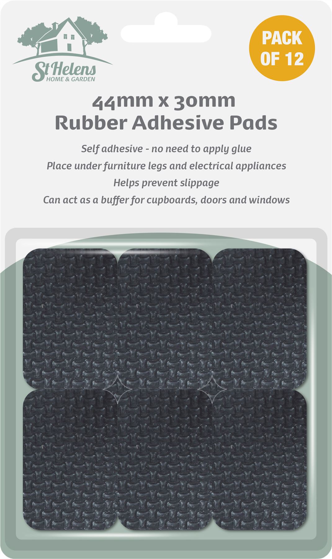 30 x 44mm Self Adhesive Rubber Anti Vibration Hiifi Speaker / Scratch Pads Round 12 Pack