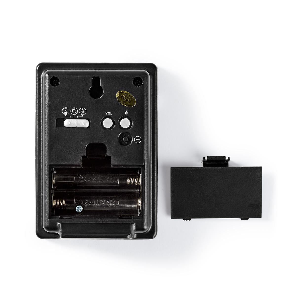 Nedis Wireless Doorbell, Battery Powered Cordless Door Chime Kit with 300m Range, 36 Chimes, Blue LED and 80dB Volume - Black