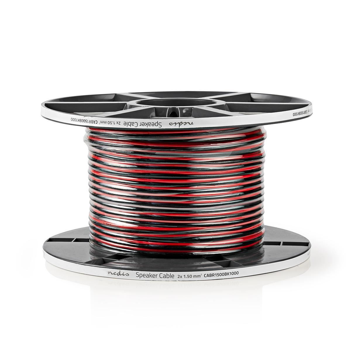 Nedis Speaker Cable | 2 x 1.50 mm² | Full Copper| 100.0 m | Round | PVC | Black / Red | Reel