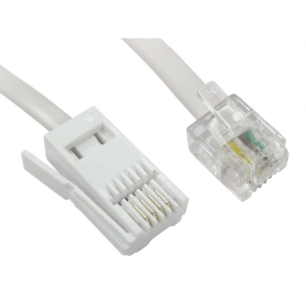 Ex-Pro 5m ADSL Modem / Telephone / Fax / Sky RJ11 to BT Plug HiSpeed Internet [Crossed] - White