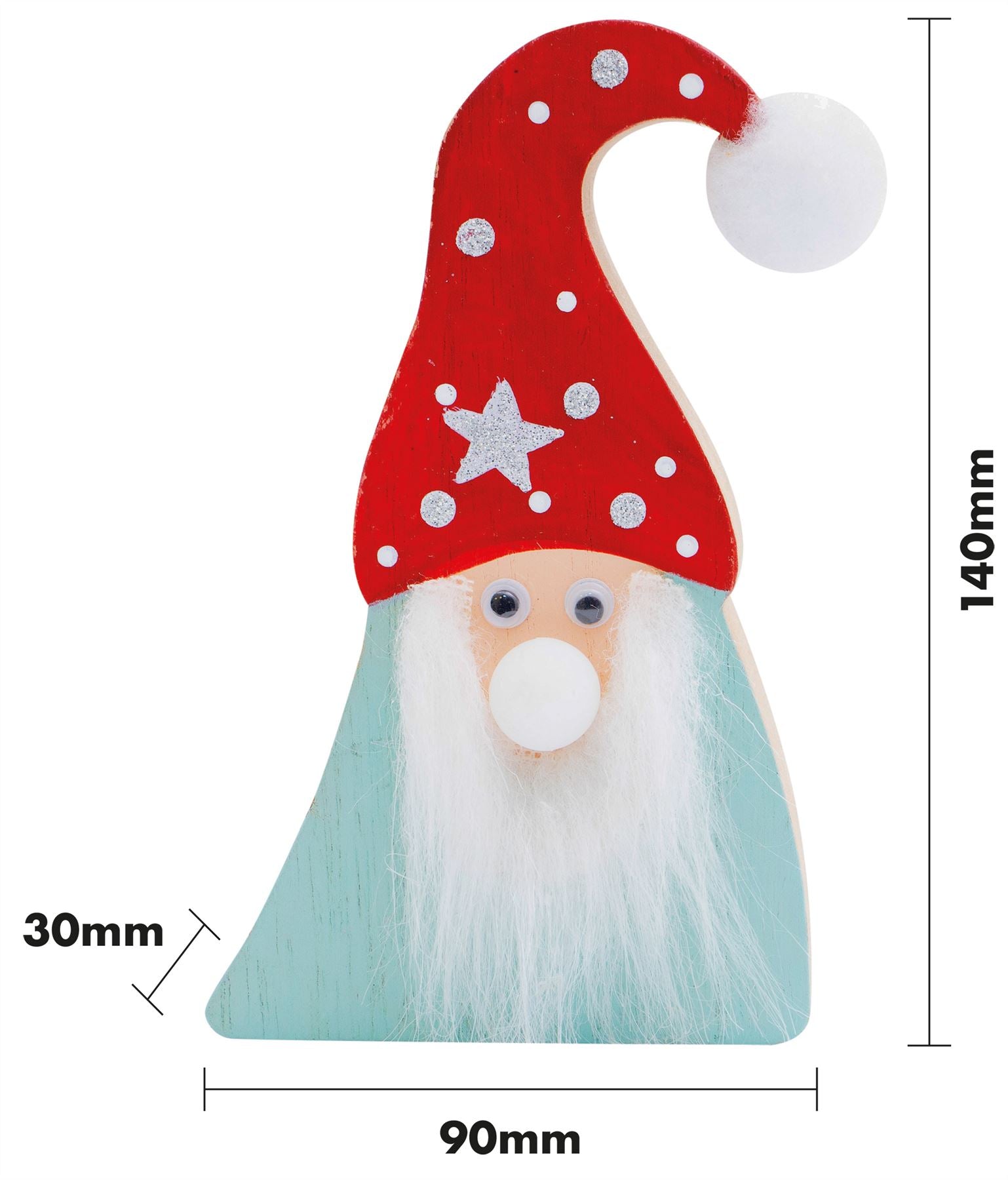 Wooden Christmas Gonk Decoration with Light Up Nose