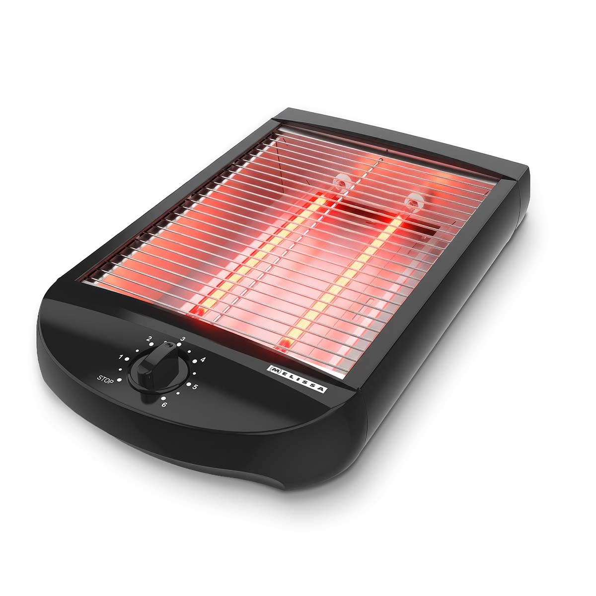 MELISSA Flat Toaster all types of Bread / Baked Goods, 600W, Timer with 6 Toast Levels, Buzzer and Crumb Tray - Black
