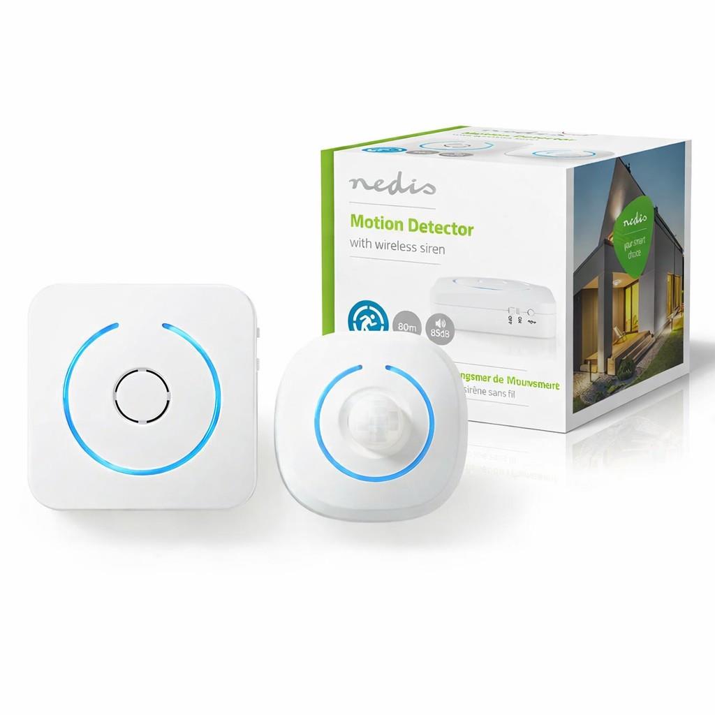 Nedis Home Security Motion Detector Chime | 8 Ringtones | Signals with Light and Sound