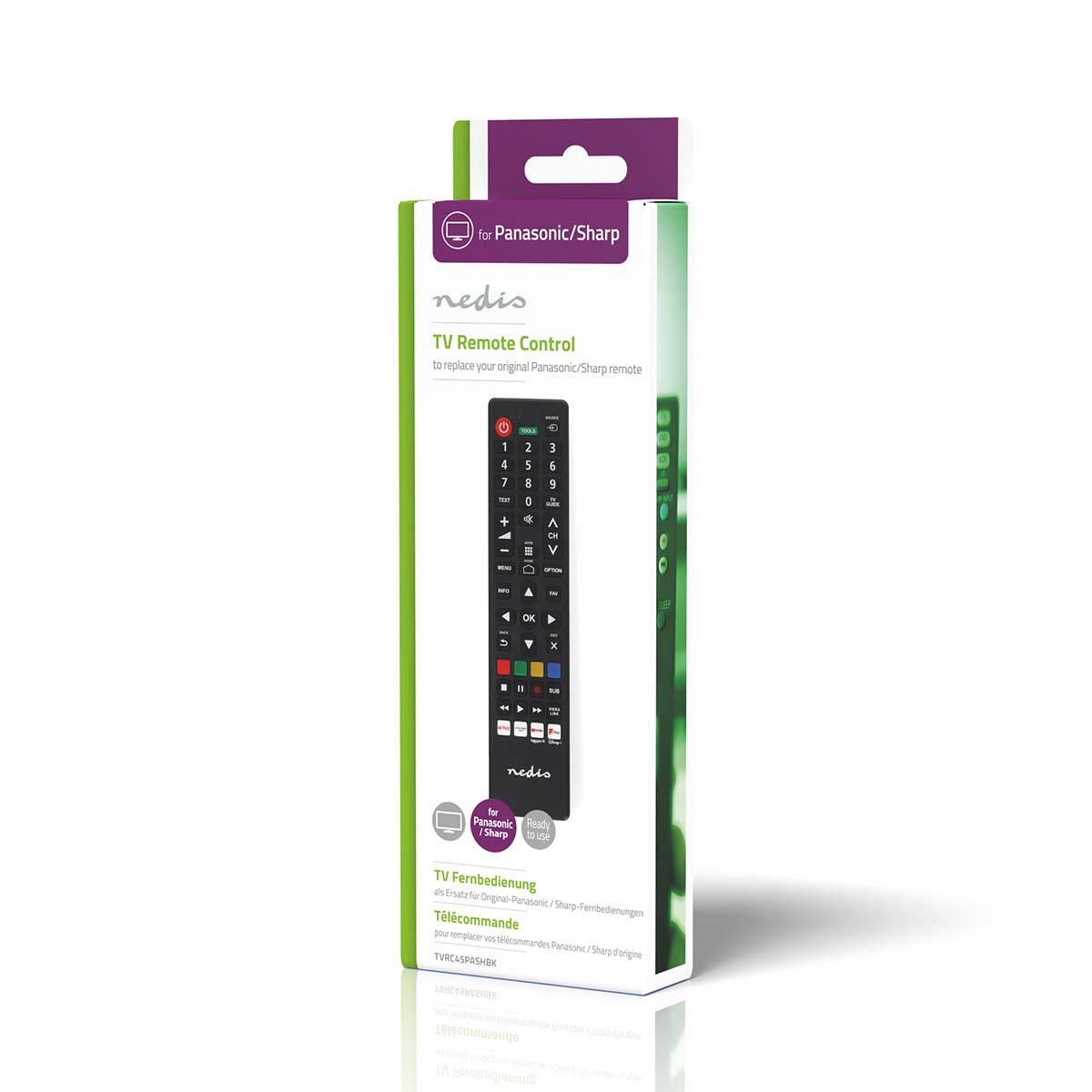 Nedis Replacement Infrared Remote Control for Panasonic / Sharp TVs Amazon Prime / Netflix Button / Youtube Button