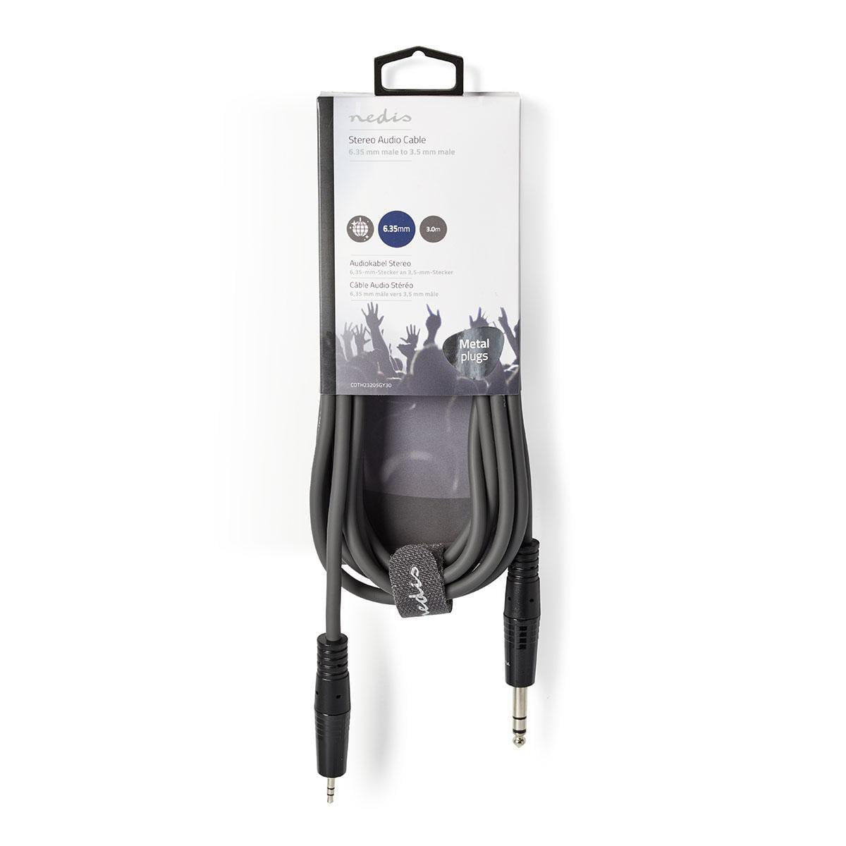 Nedis Stereo Audio Cable | 6.35 mm Male | 3.5 mm Male | Nickel Plated | 3.00 m | Round | Dark Grey | Carton Sleeve