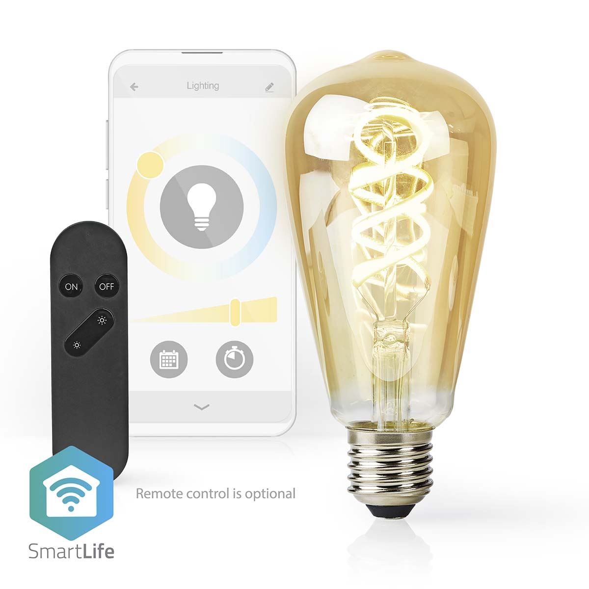 Nedis SmartLife LED Filament Bulb | E27 | 360 lm | 4.9 W | Warm to Cool White | 1800 - 6500 K | Glass | Android™ / IOS | ST64 | 1 pcs