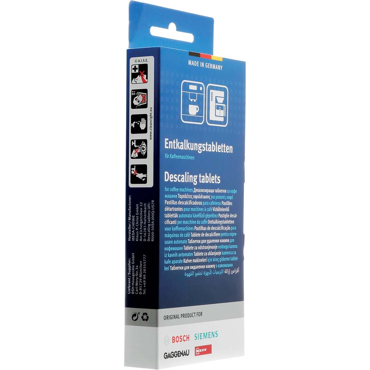 Bosch  Descaling Tablets, Removes Limescale and Protects Against Corrosion, Original Accessories, Suitable for Automated Coffee Machines, Built-in Machines, White, (Pack of 3)