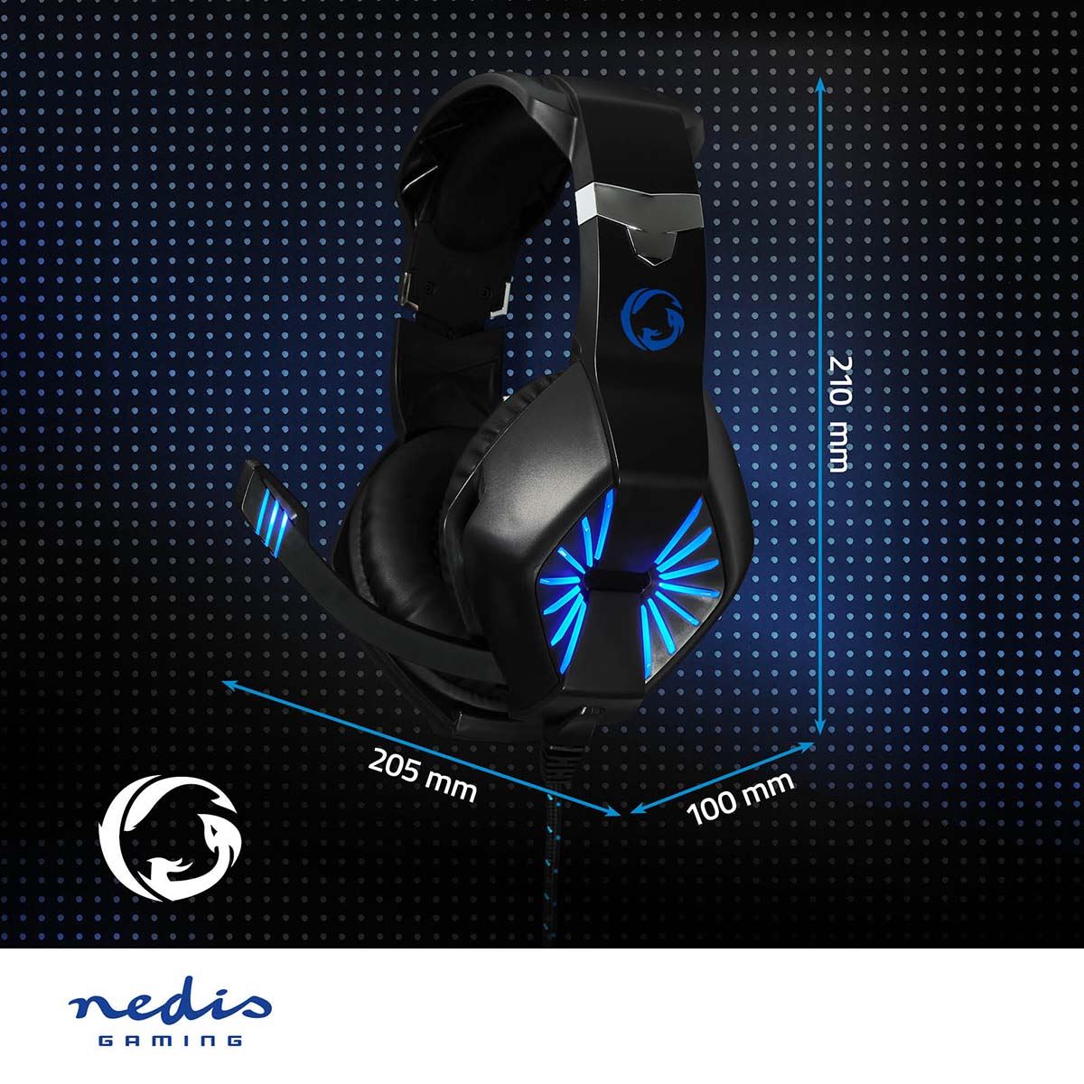 Nedis Gaming Headset | Over-Ear | Stereo | USB Type-A / 2x 3.5 mm | Fold-Away Microphone | 2.20 m | LED