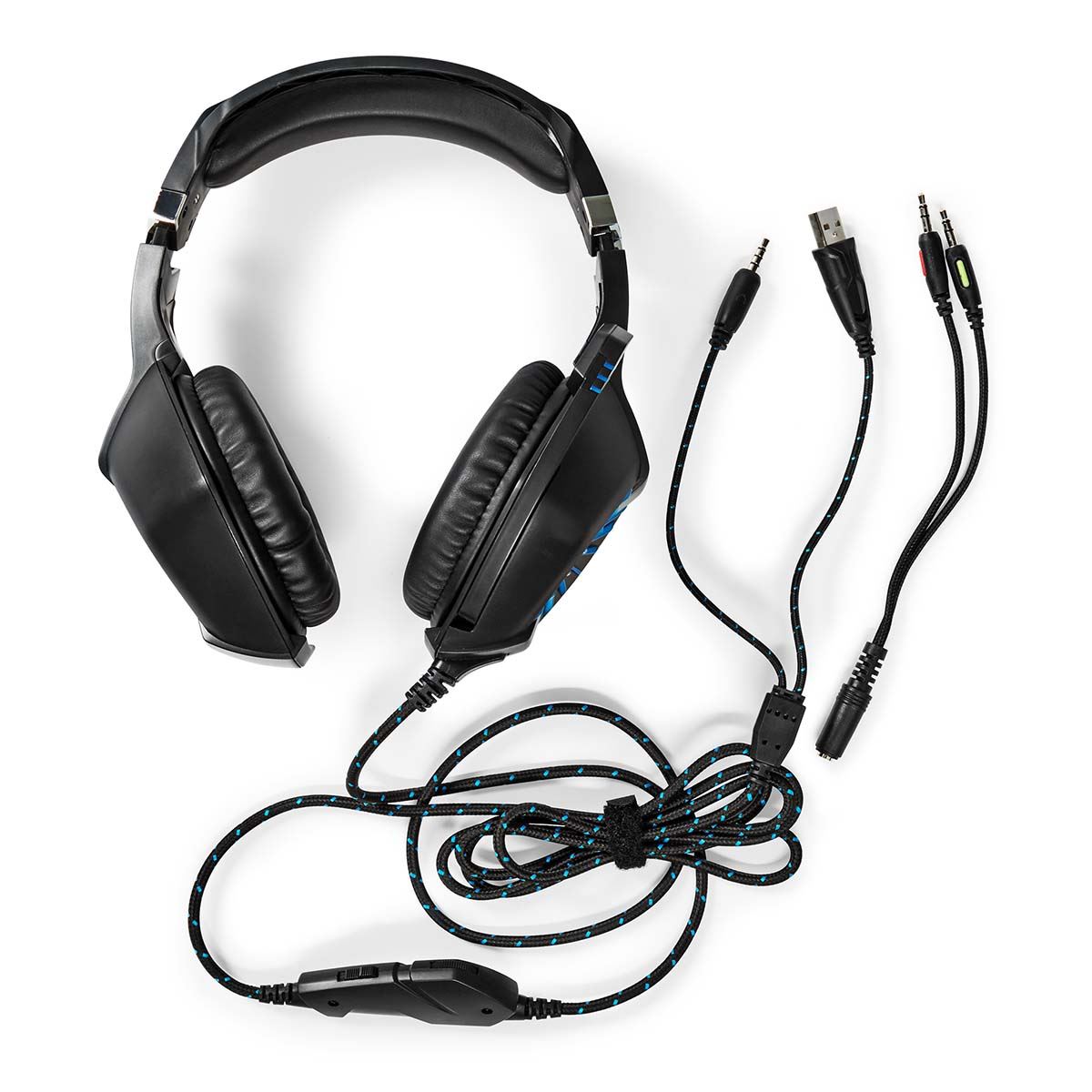 Nedis Gaming Headset | Over-Ear | Stereo | USB Type-A / 2x 3.5 mm | Fold-Away Microphone | 2.20 m | LED