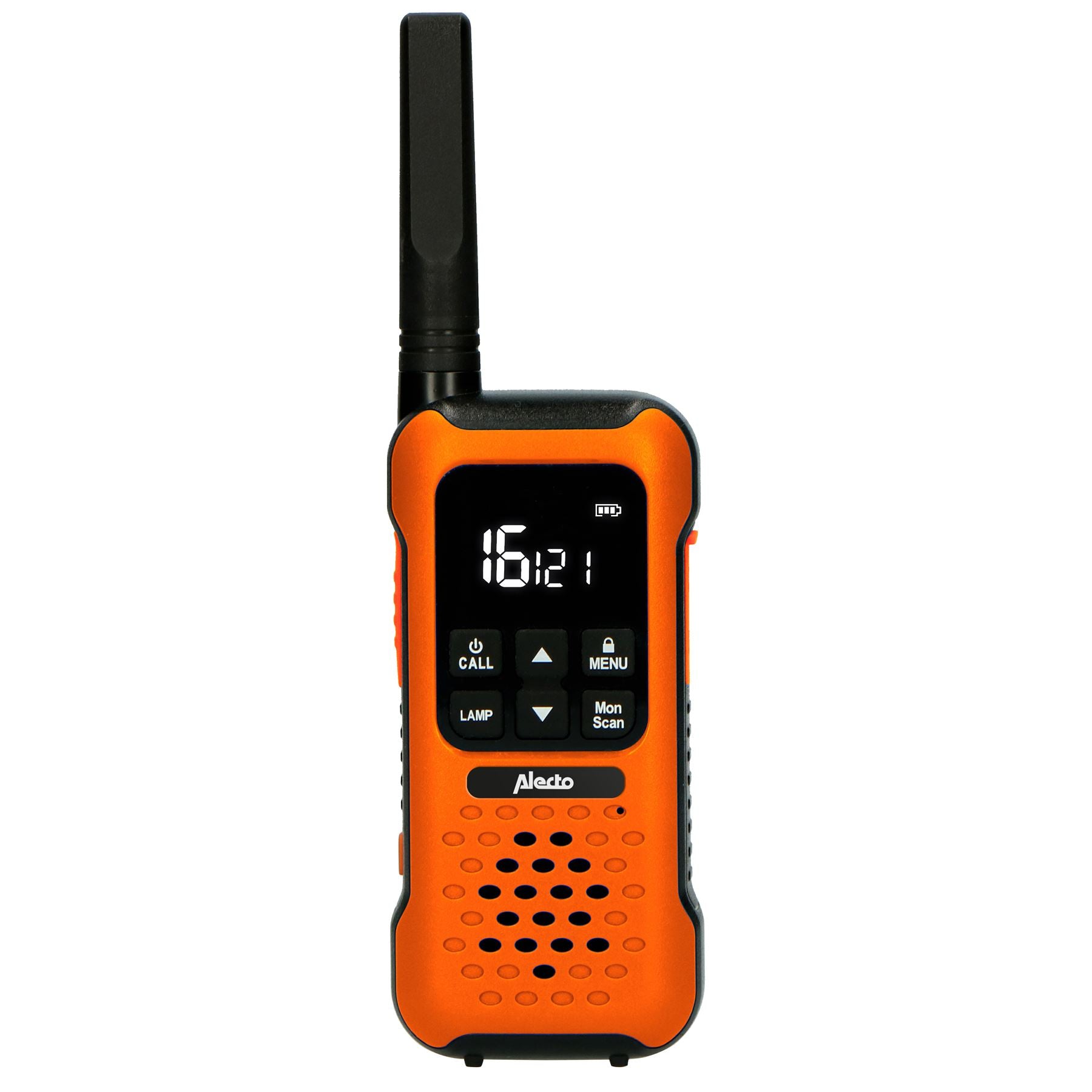 Alecto Walkie-Talkie Set | 2 Handsets | Up to 10 km | Frequency channels: 16 | PTT / VOX | 110 h standby| Charging base included | Headphone output | Orange | FR300OE