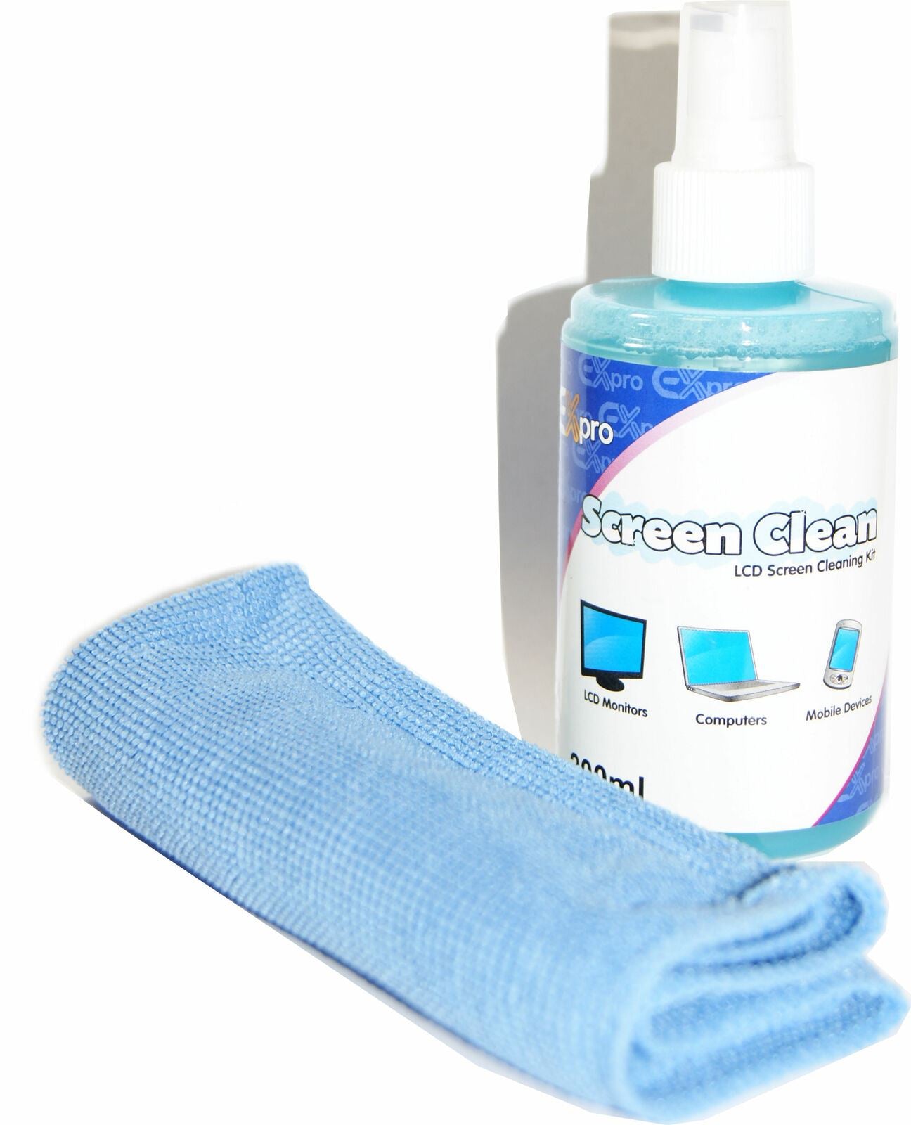 Ex-Pro Screen Pro Cleaning Fluid (200ml) Large - with FREE Large Microfibre Cloth.