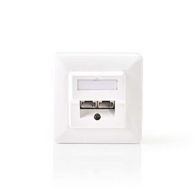 Nedis Network Wall Box | In-Wall | 2 port(s) | CAT5e | Straight | Female | Gold Plated | PVC | White | Envelope