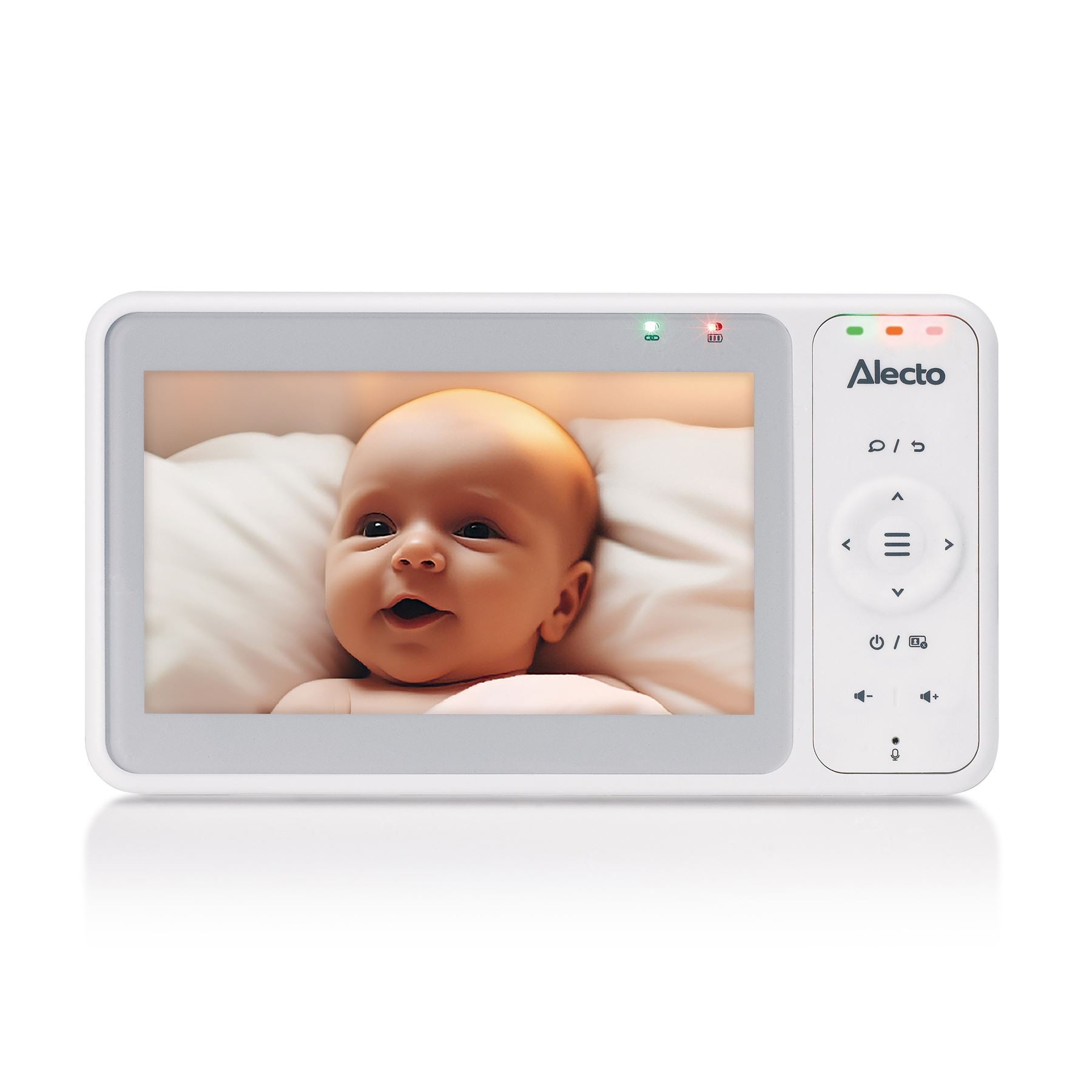 Alecto DVM-2050 Video Baby Monitor with Camera, 5.0" Inch No Wifi Baby Monitor, Temperature, Night Light, Night Vision, Lullaby, Two-Way Audio - White