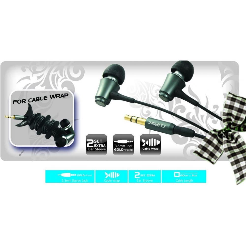 CLiPtec In-Ear Metal 3.5mm Jack Earphones Headphones with cable wrap - Bronze