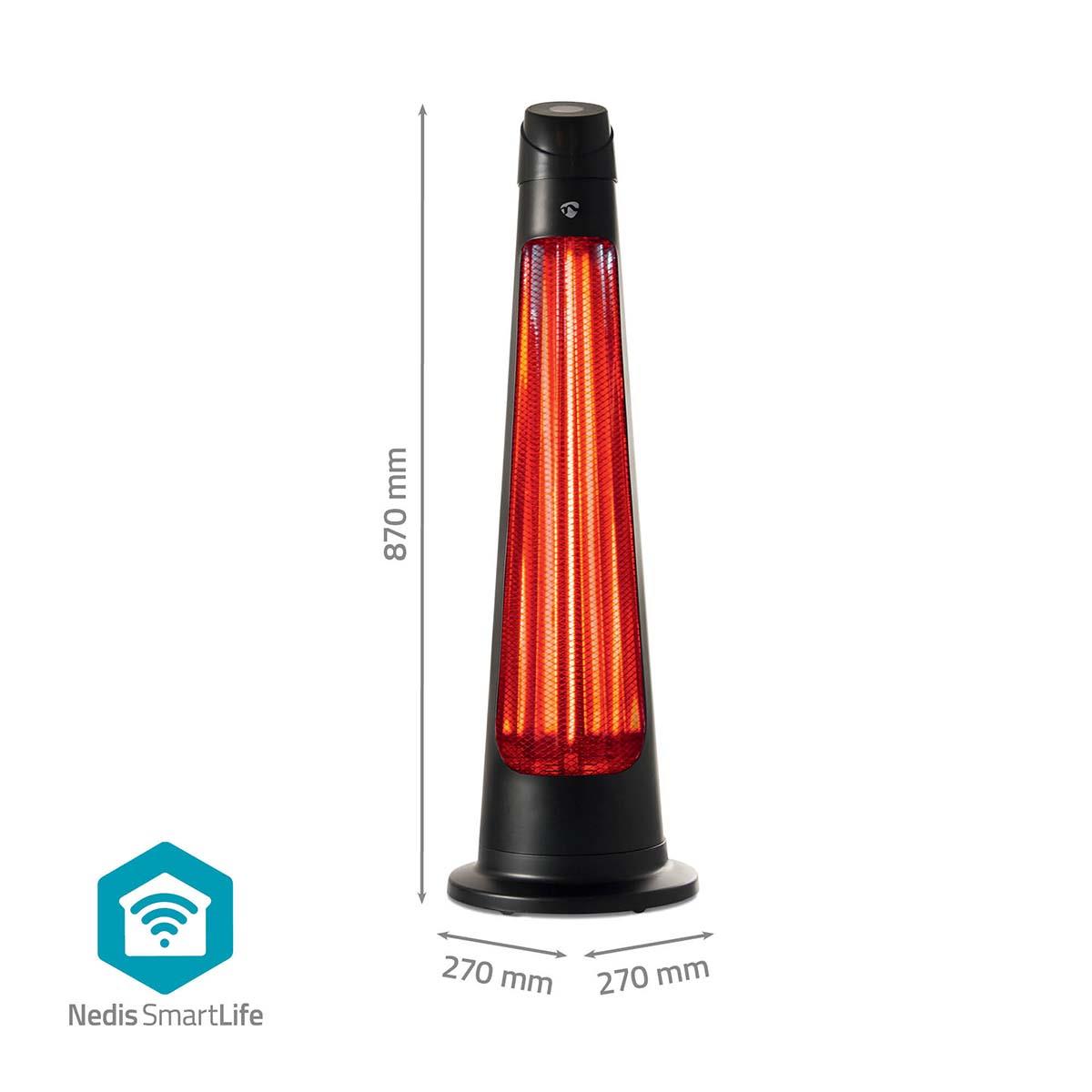 Nedis SmartLife Tower Patio Heater | Wi-Fi | 1200 W | 2 Heat Settings | Oscillation | Fall over protection | IP24 | Black